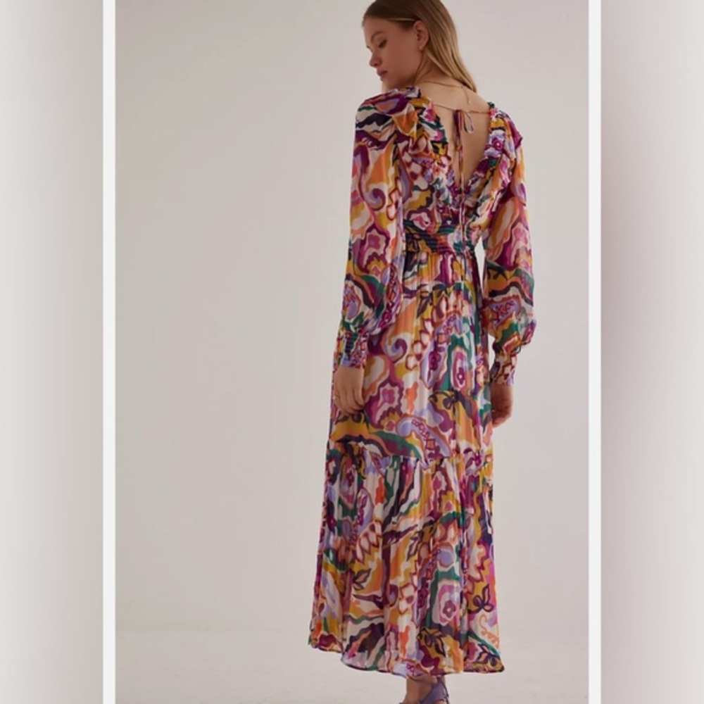 Anthropologie Vibrant Long Sleeve‎ Maxi Dress - Picture 2 of 5